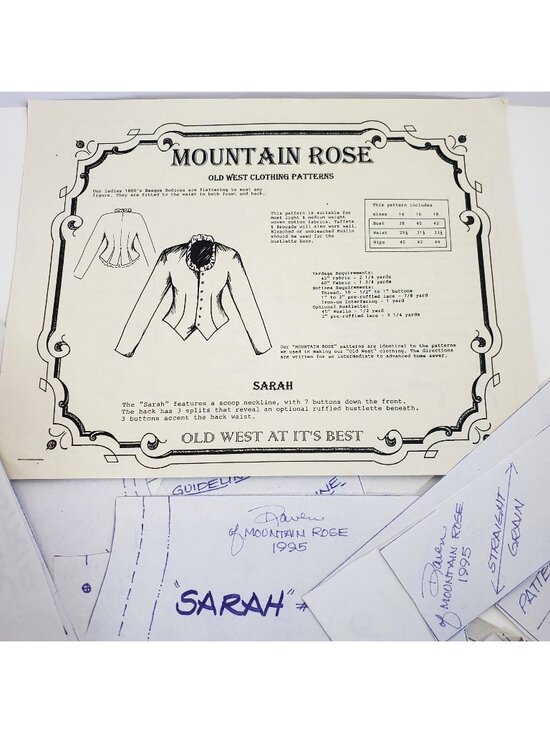 Mountain Rose Other - Mountain Rose Sarah Old West Clothing Patterns Sizes 14 16 18 Paper Vintage